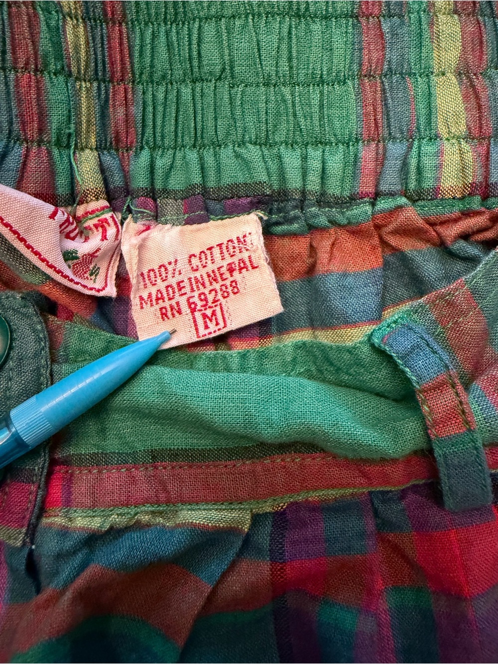 Vintage 80s Tutti Frutti Madras Plaid High Waist Pleated Bermuda Shorts M - Picture 8 of 9